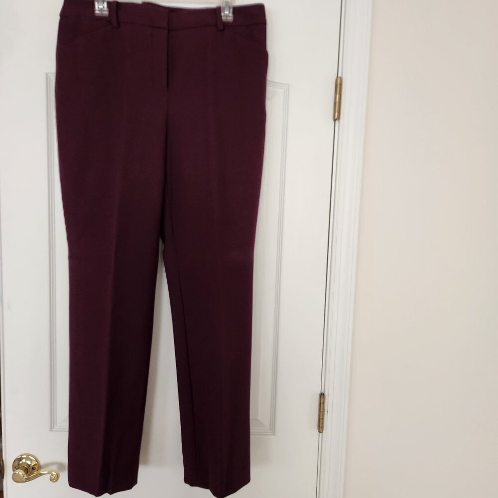 Chicos's Size 2 (Misses 12 Reg) Bi-stretch Career/Casual Pants Straight Leg Wine